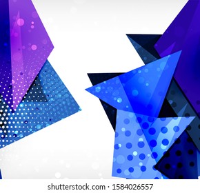 Modern origami card. Modern origami design element. Color geometric pattern. Abstract low-poly background. Presentation template. Abstract decorative geometric composition.