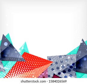 Tarjeta de origami moderna. Elemento moderno de diseño de origami. Patrón geométrico de color. Resumen de fondo de baja polilla. Plantilla de presentación. Composición geométrica decorativa abstracta.