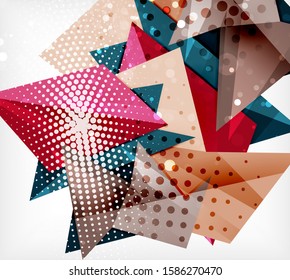 Tarjeta de origami moderna. Elemento moderno de diseño de origami. Patrón geométrico de color. Resumen de fondo de baja polilla. Plantilla de presentación. Composición geométrica decorativa abstracta.