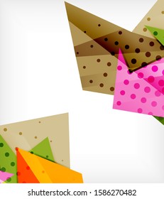 Tarjeta de origami moderna. Elemento moderno de diseño de origami. Patrón geométrico de color. Resumen de fondo de baja polilla. Plantilla de presentación. Composición geométrica decorativa abstracta.