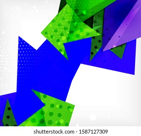 Modern origami card. Modern origami design element. Color geometric pattern. Abstract low-poly background. Presentation template. Abstract decorative geometric composition.