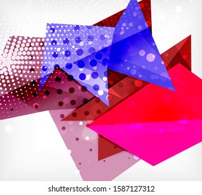Modern origami card. Modern origami design element. Color geometric pattern. Abstract low-poly background. Presentation template. Abstract decorative geometric composition.