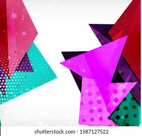 Modern origami card. Modern origami design element. Color geometric pattern. Abstract low-poly background. Presentation template. Abstract decorative geometric composition.