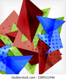 Modern origami card. Modern origami design element. Color geometric pattern. Abstract low-poly background. Presentation template. Abstract decorative geometric composition.