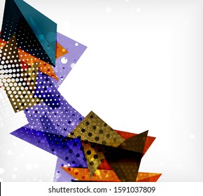 Moderne Origami-Karte. Modernes Origami-Design-Element. Farbgeometrisches Muster. Abstrakter Low-Poly-Hintergrund. Präsentationsvorlage. Abstrakte dekorative geometrische Zusammensetzung.