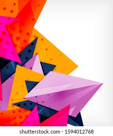 Modern origami card. Modern origami design element. Color geometric pattern. Abstract low-poly background. Presentation template. Abstract decorative geometric composition.