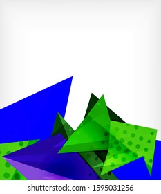 Moderne Origami-Karte. Modernes Origami-Design-Element. Farbgeometrisches Muster. Abstrakter Low-Poly-Hintergrund. Präsentationsvorlage. Abstrakte dekorative geometrische Zusammensetzung.