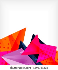 Tarjeta de origami moderna. Elemento moderno de diseño de origami. Patrón geométrico de color. Resumen de fondo de baja polilla. Plantilla de presentación. Composición geométrica decorativa abstracta.
