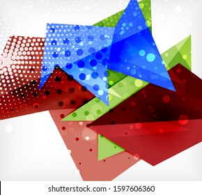 Modern origami card. Modern origami design element. Color geometric pattern. Abstract low-poly background. Presentation template. Abstract decorative geometric composition.