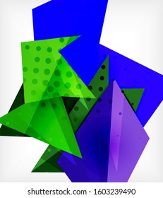 Tarjeta de origami moderna. Elemento moderno de diseño de origami. Patrón geométrico de color. Resumen de fondo de baja polilla. Plantilla de presentación. Composición geométrica decorativa abstracta.
