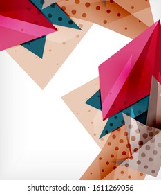 Moderne Origami-Karte. Modernes Origami-Design-Element. Farbgeometrisches Muster. Abstrakter Low-Poly-Hintergrund. Präsentationsvorlage. Abstrakte dekorative geometrische Zusammensetzung.