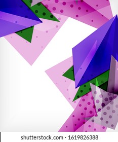 Modern origami card. Modern origami design element. Color geometric pattern. Abstract low-poly background. Presentation template. Abstract decorative geometric composition.