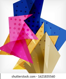 Tarjeta de origami moderna. Elemento moderno de diseño de origami. Patrón geométrico de color. Resumen de fondo de baja polilla. Plantilla de presentación. Composición geométrica decorativa abstracta.