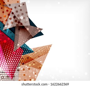 Tarjeta de origami moderna. Elemento moderno de diseño de origami. Patrón geométrico de color. Resumen de fondo de baja polilla. Plantilla de presentación. Composición geométrica decorativa abstracta.