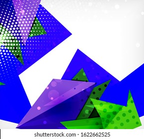 Tarjeta de origami moderna. Elemento moderno de diseño de origami. Patrón geométrico de color. Resumen de fondo de baja polilla. Plantilla de presentación. Composición geométrica decorativa abstracta.