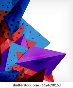 Modern origami card. Modern origami design element. Color geometric pattern. Abstract low-poly background. Presentation template. Abstract decorative geometric composition.
