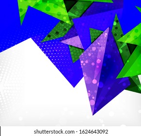 Tarjeta de origami moderna. Elemento moderno de diseño de origami. Patrón geométrico de color. Resumen de fondo de baja polilla. Plantilla de presentación. Composición geométrica decorativa abstracta.