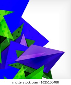 Moderne Origami-Karte. Modernes Origami-Design-Element. Farbgeometrisches Muster. Abstrakter Low-Poly-Hintergrund. Präsentationsvorlage. Abstrakte dekorative geometrische Zusammensetzung.