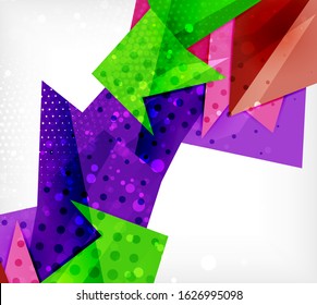 Modern origami card. Modern origami design element. Color geometric pattern. Abstract low-poly background. Presentation template. Abstract decorative geometric composition.