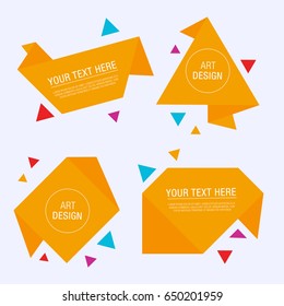 Modern Origami Label Set. Abstract Vector Design