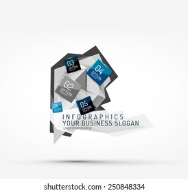 Modern origami paper infographics, business polygonal abstract design