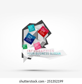 Modern origami paper infographics, business polygonal abstract design 