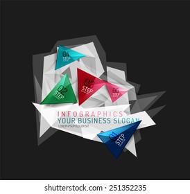 Modern origami paper infographics, business polygonal abstract design 