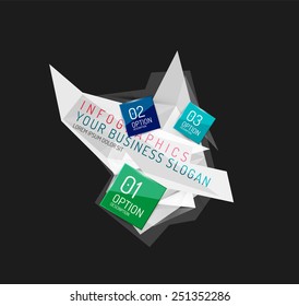 Modern origami paper infographics, business polygonal abstract design 