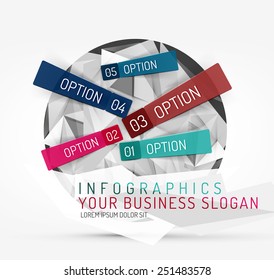 Modern origami paper infographics, business polygonal abstract design 