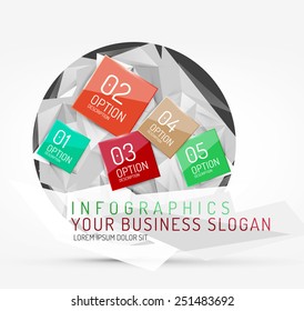 Modern origami paper infographics, business polygonal abstract design 