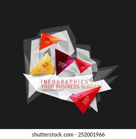 Modern origami paper infographics, business polygonal abstract design 