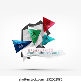 Modern origami paper infographics, business polygonal abstract design 