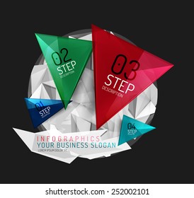 Modern origami paper infographics, business polygonal abstract design 
