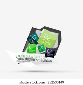 Modern origami paper infographics, business polygonal abstract design 