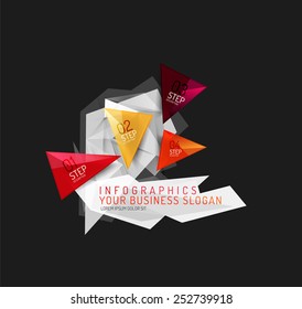 Modern origami paper infographics, business polygonal abstract design 