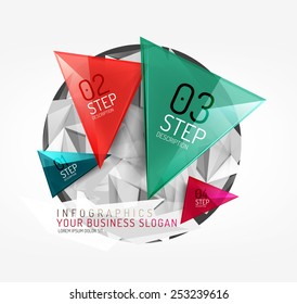 Modern origami paper infographics, business polygonal abstract design 