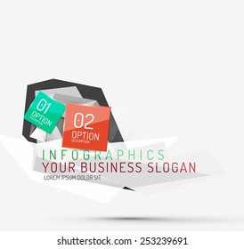 Modern origami paper infographics, business polygonal abstract design 