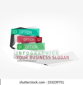 Modern origami paper infographics, business polygonal abstract design 