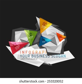 Modern origami paper infographics, business polygonal abstract design 