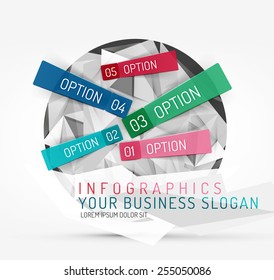 Modern origami paper infographics, business polygonal abstract design 