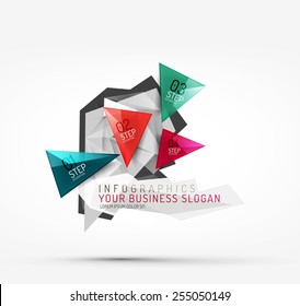 Modern origami paper infographics, business polygonal abstract design 