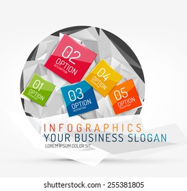 Modern origami paper infographics, business polygonal abstract design 