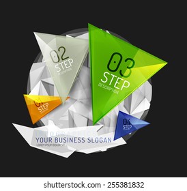 Modern origami paper infographics, business polygonal abstract design 