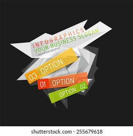 Modern origami paper infographics, business polygonal abstract design 