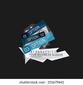 Modern origami paper infographics, business polygonal abstract design 