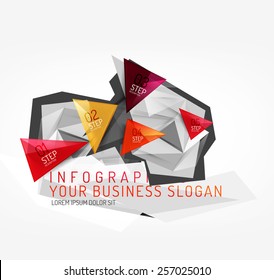 Modern origami paper infographics, business polygonal abstract design 