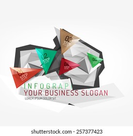 Modern origami paper infographics, business polygonal abstract design 