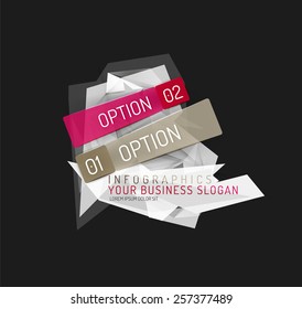 Modern origami paper infographics, business polygonal abstract design 