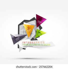 Modern origami paper infographics, business polygonal abstract design 