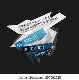 Modern origami paper infographics, business polygonal abstract design 